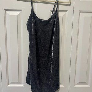 Forever 21 Grey/Blue Velvet Mini Dress